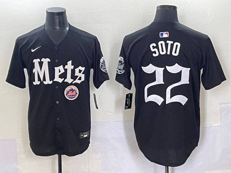 Men 2025 New York Mets #22 Soto Black Five generations Joint Name Nike MLB Jersey style 12